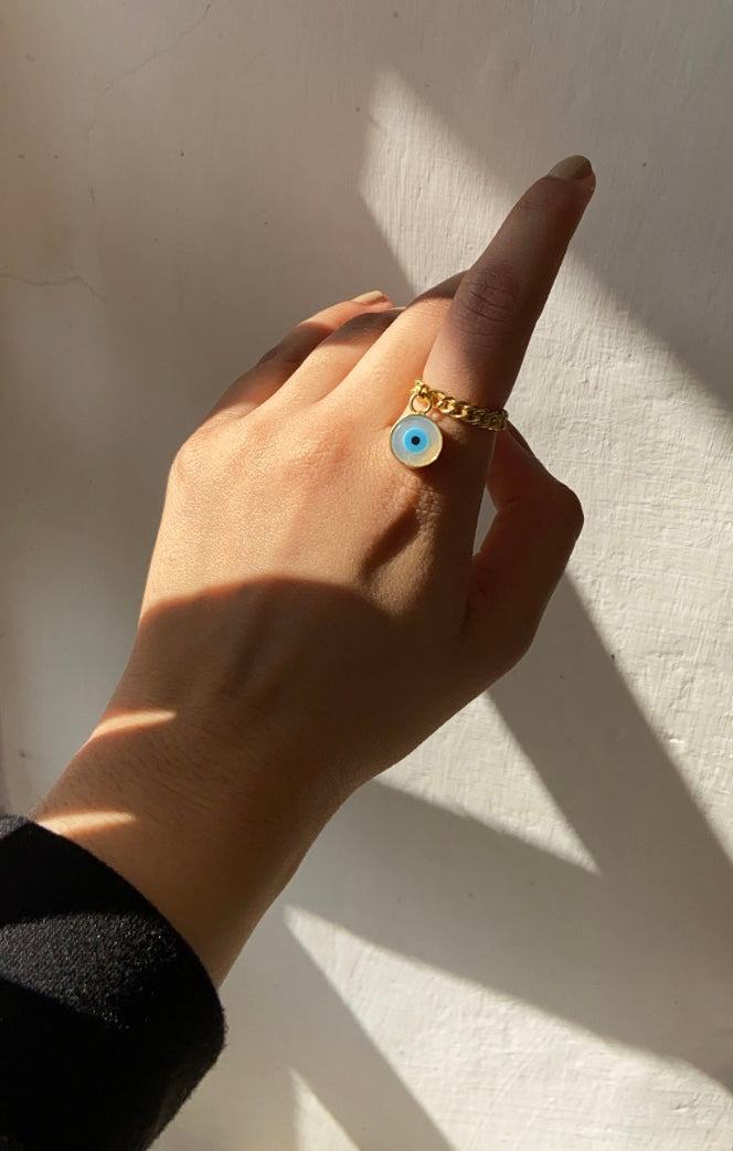 Hanging Round Evil Eye Ring