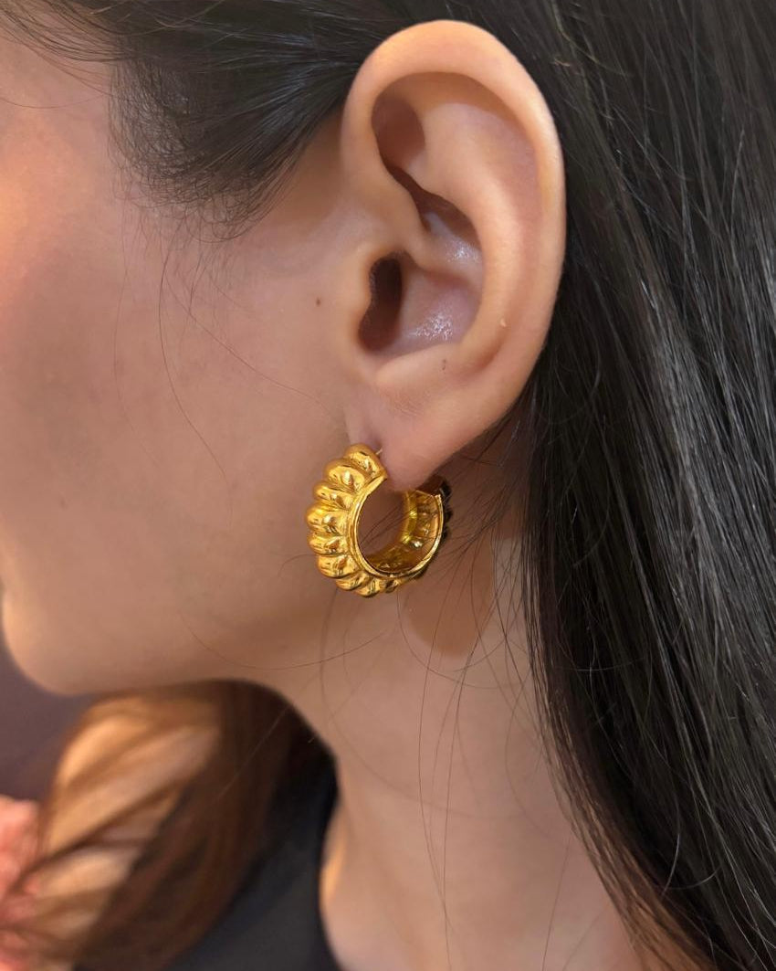 Fluted Gold Hoops