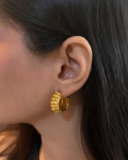 Fluted Gold Hoops